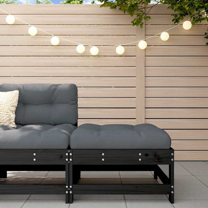 vidaXL Poggiapiedi da Giardino con Cuscino Legno Massello di Pino Nero