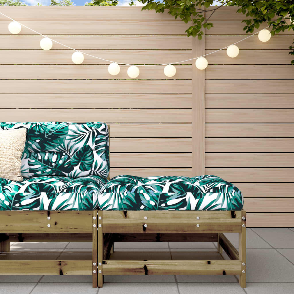 Poggiapiedi da Giardino con Cuscino in Legno Impregnato di Pino 825561