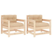 Sedie da Giardino con Cuscini 2 pz Legno Massello di Pino 825562