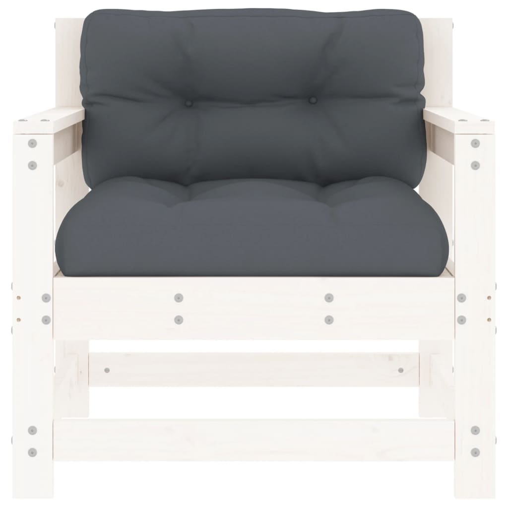 Sedie da Giardino con Cuscini 2pz Legno Massello di Pino Bianco 825563