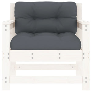 Sedie da Giardino con Cuscini 2pz Legno Massello di Pino Bianco 825563