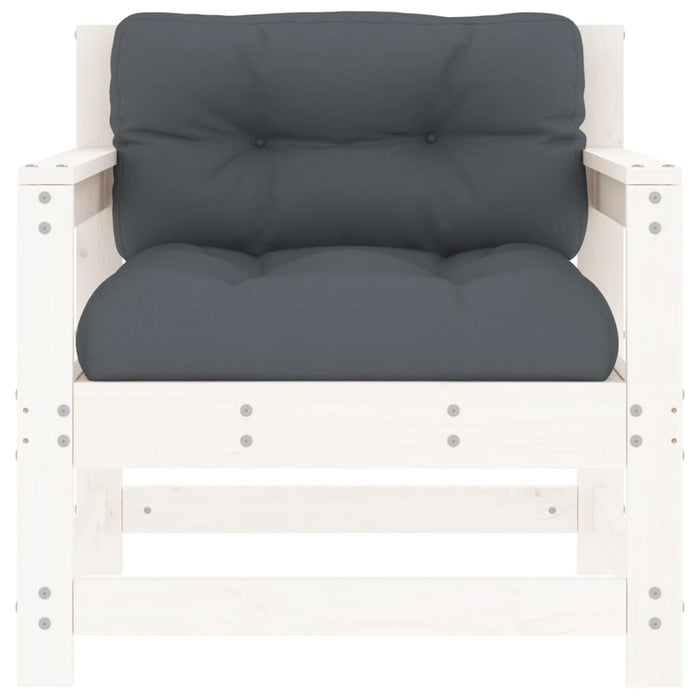 Sedie da Giardino con Cuscini 2pz Legno Massello di Pino Bianco 825563