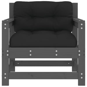Sedie da Giardino con Cuscini 2pz Legno Massello di Pino Grigio 825564