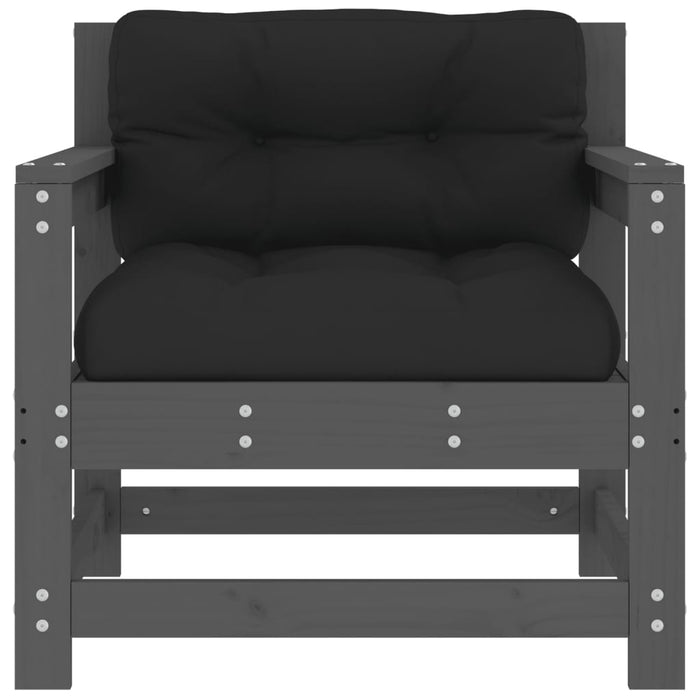 Sedie da Giardino con Cuscini 2pz Legno Massello di Pino Grigio 825564
