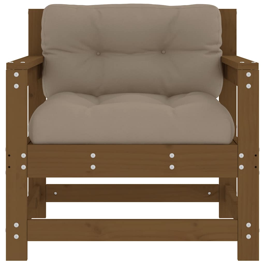 Sedie da Giardino con Cuscini 2pz Legno Massello di Pino Ambra