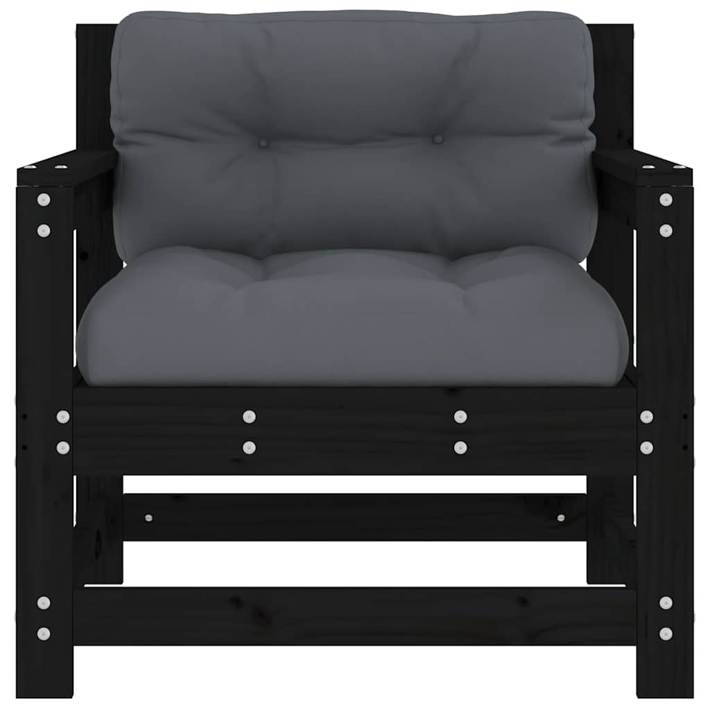 Sedie da Giardino con Cuscini 2pz Legno Massello di Pino Nero 825566
