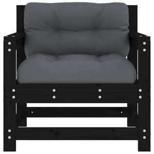 Sedie da Giardino con Cuscini 2pz Legno Massello di Pino Nero 825566
