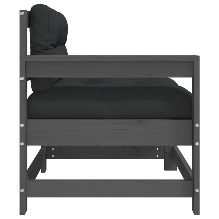 Sedia da Giardino con Cuscini in Legno Massello di Pino Grigio 825571