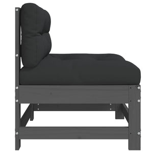 Divani Centrali con Cuscini 2 pz Legno Massello di Pino Grigio 825578