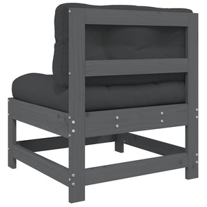 Divani Centrali con Cuscini 2 pz Legno Massello di Pino Grigio 825578