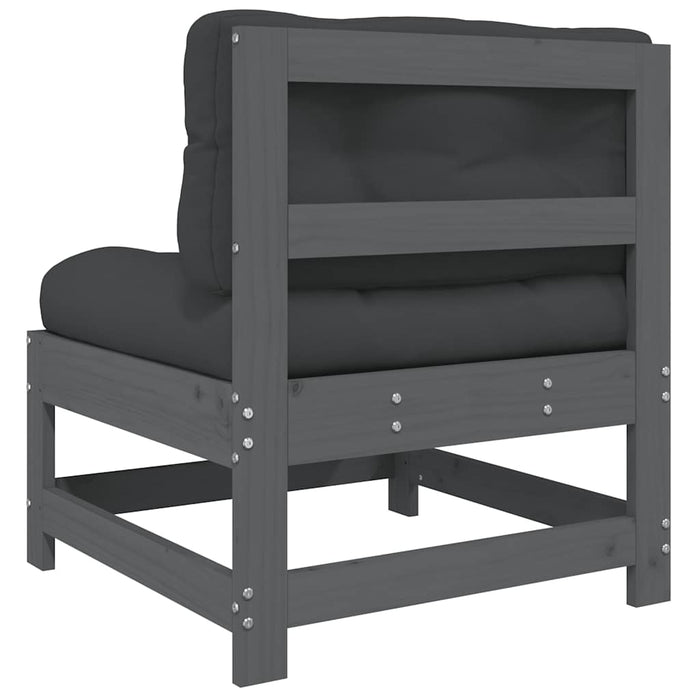 Divani Centrali con Cuscini 2 pz Legno Massello di Pino Grigio 825578