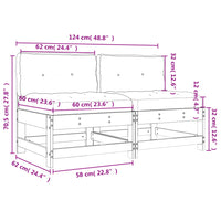 Divani Centrali con Cuscini 2 pz Legno Massello di Pino Grigio 825578