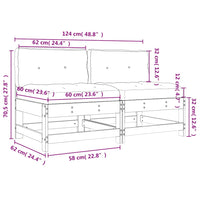 Divani Centrali con Cuscini 2pz in Legno Massello di Pino Ambra 825579