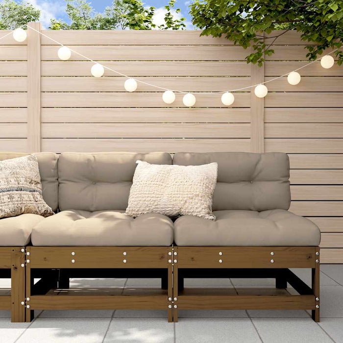 Divani Centrali con Cuscini 2pz in Legno Massello di Pino Ambra 825579