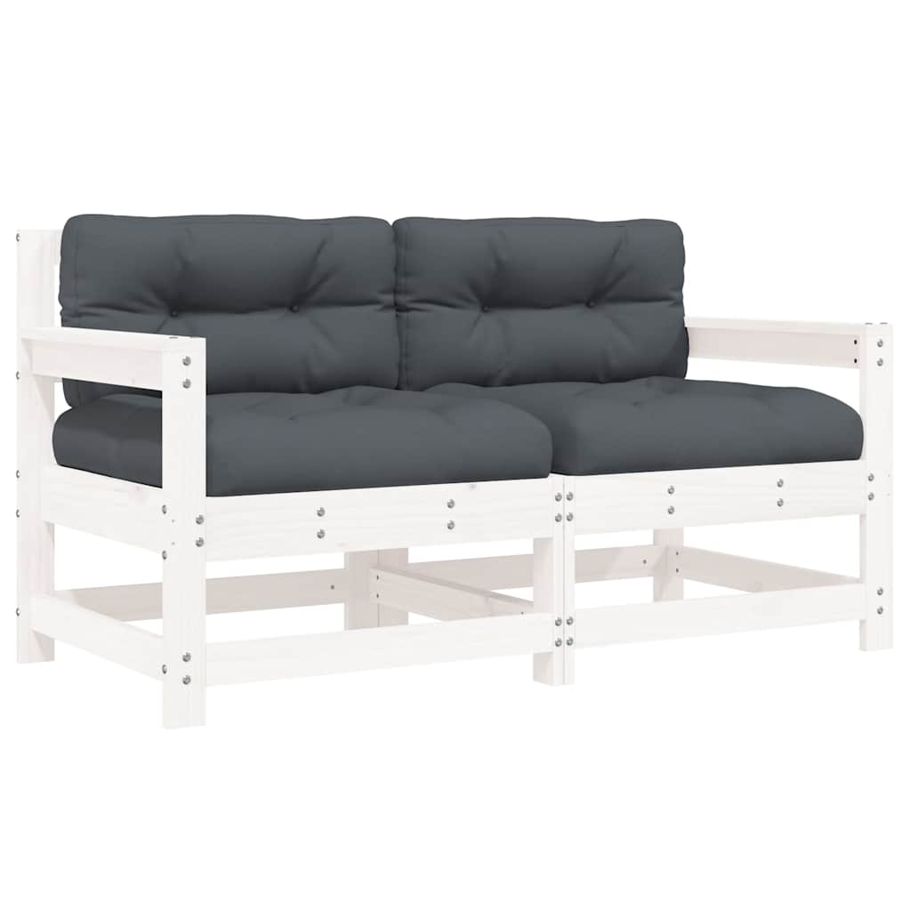 Sedie da Giardino con Cuscini 2pz Legno Massello di Pino Biancocod mxl 131070