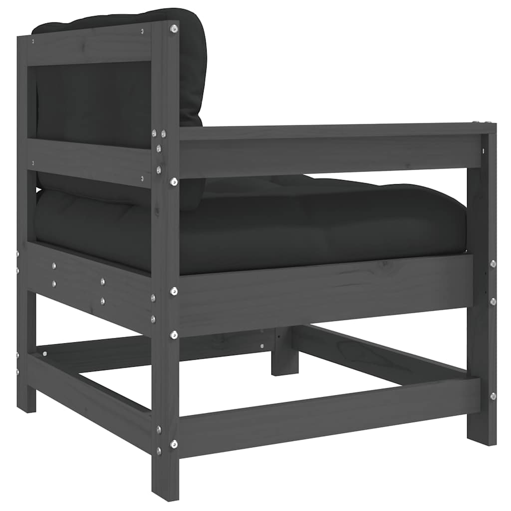 Sedie da Giardino con Cuscini 2pz Legno Massello di Pino Grigio 825592