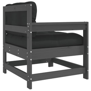 Sedie da Giardino con Cuscini 2pz Legno Massello di Pino Grigio 825592