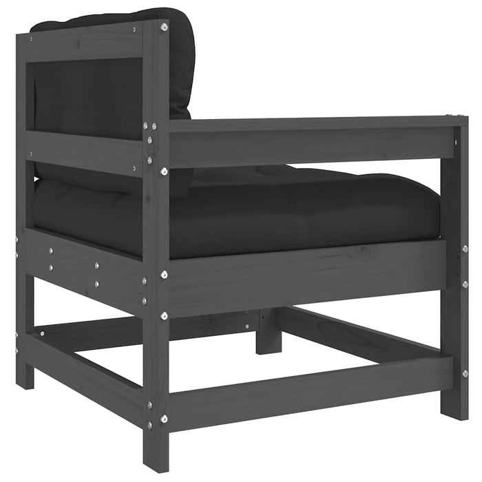 Sedie da Giardino con Cuscini 2pz Legno Massello di Pino Grigio 825592