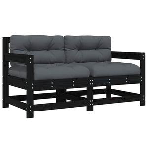 Sedie da Giardino con Cuscini 2pz Legno Massello di Pino Nero 825594