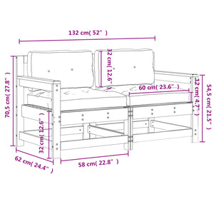 Sedie da Giardino con Cuscini 2 pz in Legno Impregnato di Pino 825596