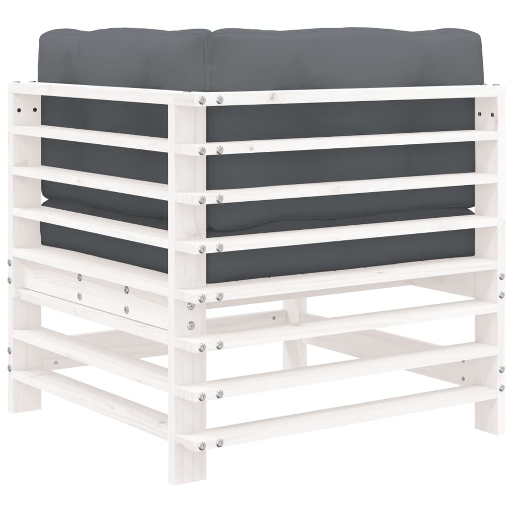 Divano Angolare con Cuscini-Sofa con Cuscini in Legno Massello di Pino Bianco 580167