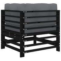 Divano Angolare con Cuscini in Legno Massello di Pino Nero 825657