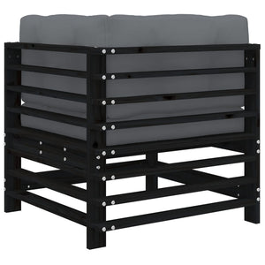 Divano Angolare con Cuscini in Legno Massello di Pino Nero 825657