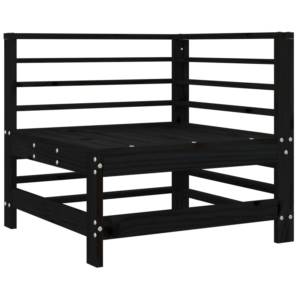 Divano Angolare con Cuscini in Legno Massello di Pino Nero 825657