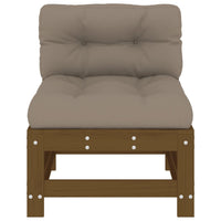 Divano Centrale con Cuscini Marrone Ambra Legno Massello Pino 825663