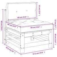 Divano Centrale con Cuscini Marrone Ambra Legno Massello Pino 825663