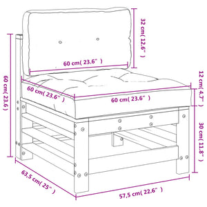Divano Centrale con Cuscini Marrone Ambra Legno Massello Pino 825663