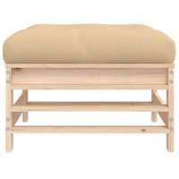 Poggiapiedi da Giardino con Cuscino in Legno Massello di Pino 825667