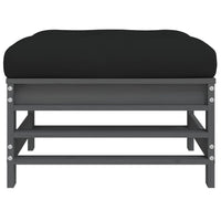 Poggiapiedi da Giardino con Cuscino Legno Massello Pino Grigio 825669
