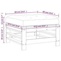 Poggiapiedi da Giardino con Cuscino Legno Massello Pino Grigio 825669