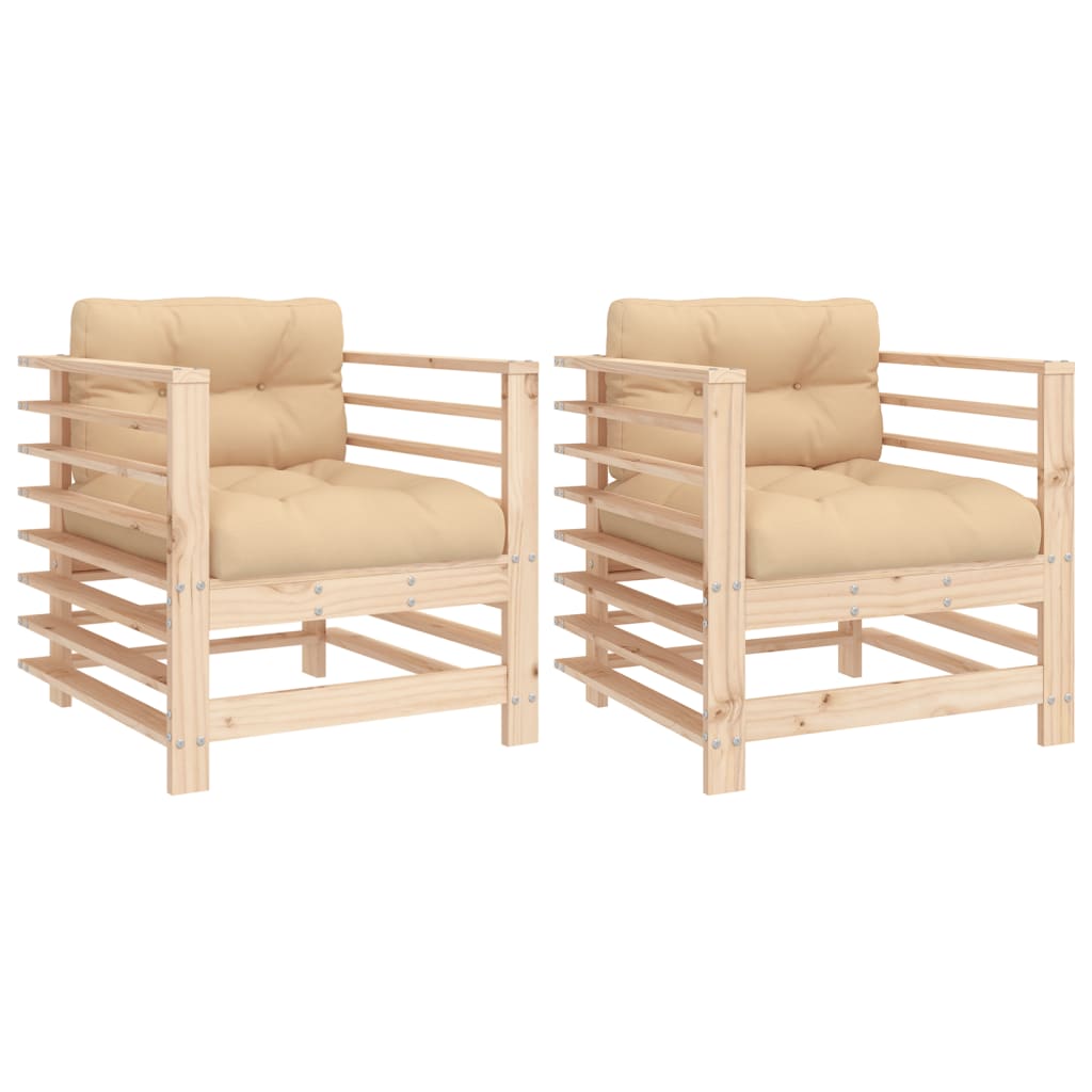 Sedie da Giardino con Cuscini 2 pz Legno Massello di Pino 825674