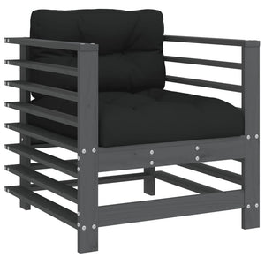 Sedie da Giardino con Cuscini 2pz Legno Massello di Pino Grigio 825676