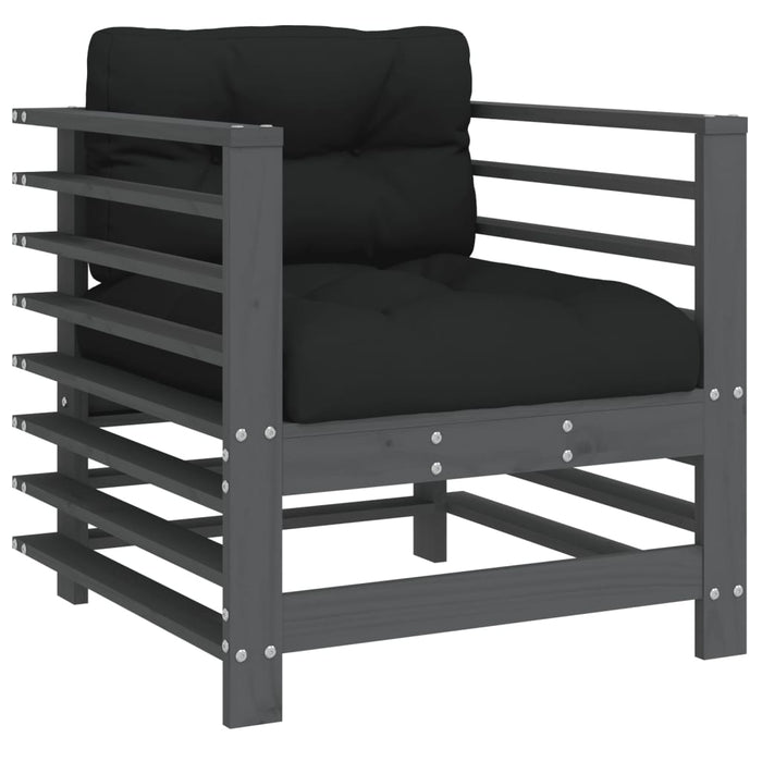 Sedie da Giardino con Cuscini 2pz Legno Massello di Pino Grigio 825676