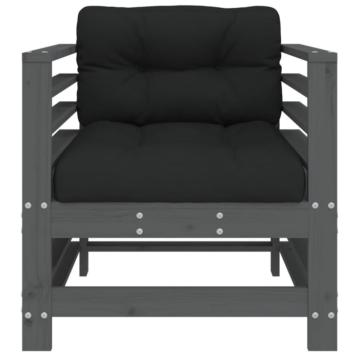 Sedie da Giardino con Cuscini 2pz Legno Massello di Pino Grigio 825676