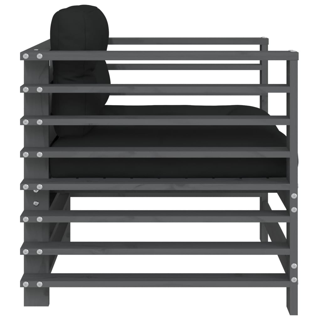 Sedie da Giardino con Cuscini 2pz Legno Massello di Pino Grigio 825676