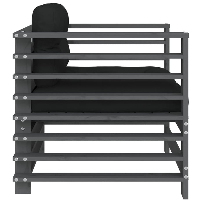 Sedie da Giardino con Cuscini 2pz Legno Massello di Pino Grigio 825676