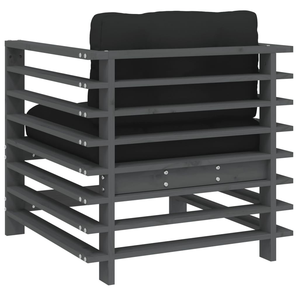 Sedie da Giardino con Cuscini 2pz Legno Massello di Pino Grigio 825676