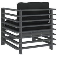 Sedie da Giardino con Cuscini 2pz Legno Massello di Pino Grigio 825676