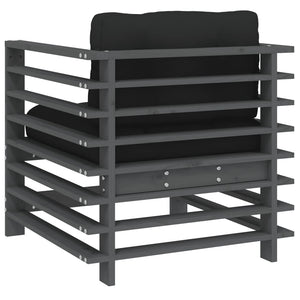 Sedie da Giardino con Cuscini 2pz Legno Massello di Pino Grigio 825676