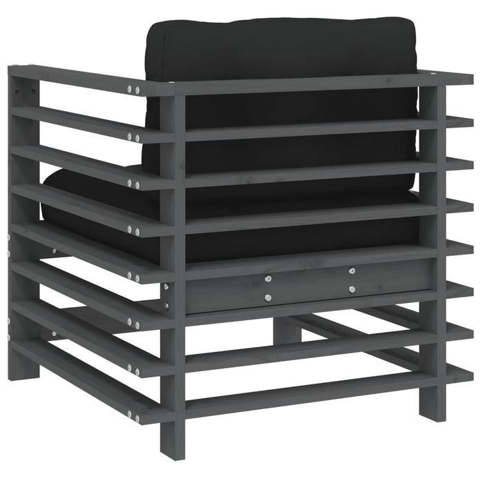 Sedie da Giardino con Cuscini 2pz Legno Massello di Pino Grigio 825676