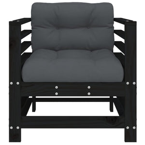 Sedie da Giardino con Cuscini 2pz Legno Massello di Pino Nero 825678