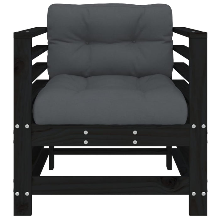 Sedie da Giardino con Cuscini 2pz Legno Massello di Pino Nero 825678