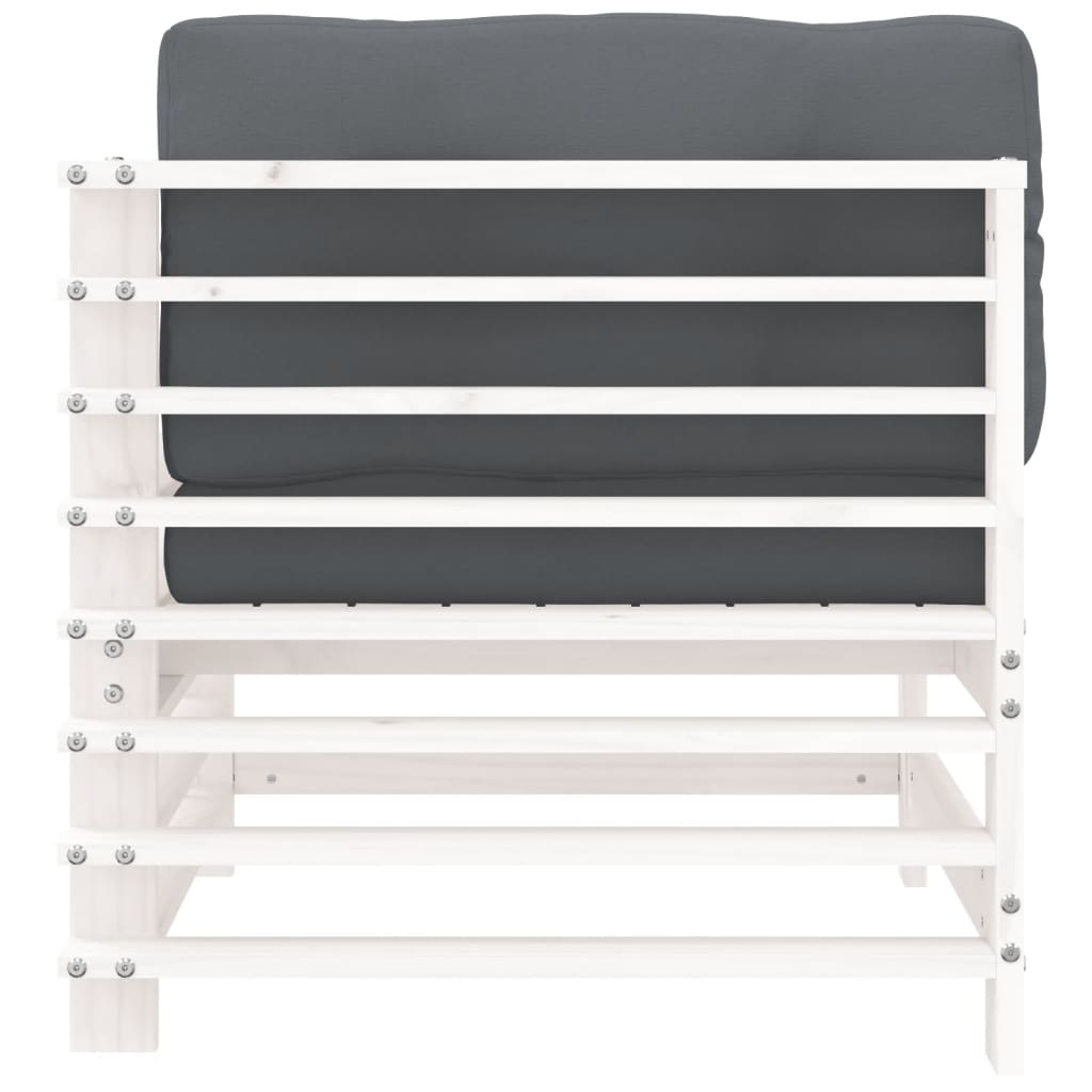 Divani Angolari con Cuscini 2 pz Legno Massello di Pino Bianco 825682