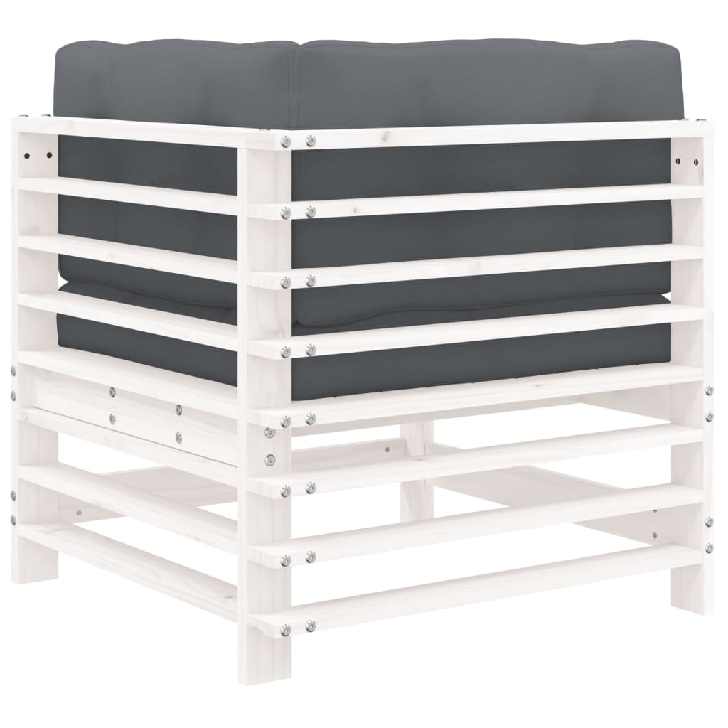 Divani Angolari con Cuscini 2 pz Legno Massello di Pino Bianco 825682