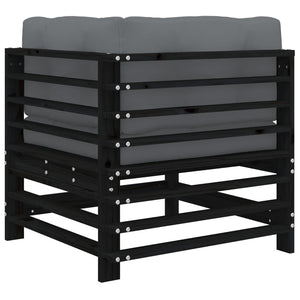 Divani Angolari con Cuscini 2 pz Legno Massello di Pino Nero 825685