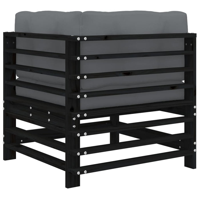 Divani Angolari con Cuscini 2 pz Legno Massello di Pino Nero 825685